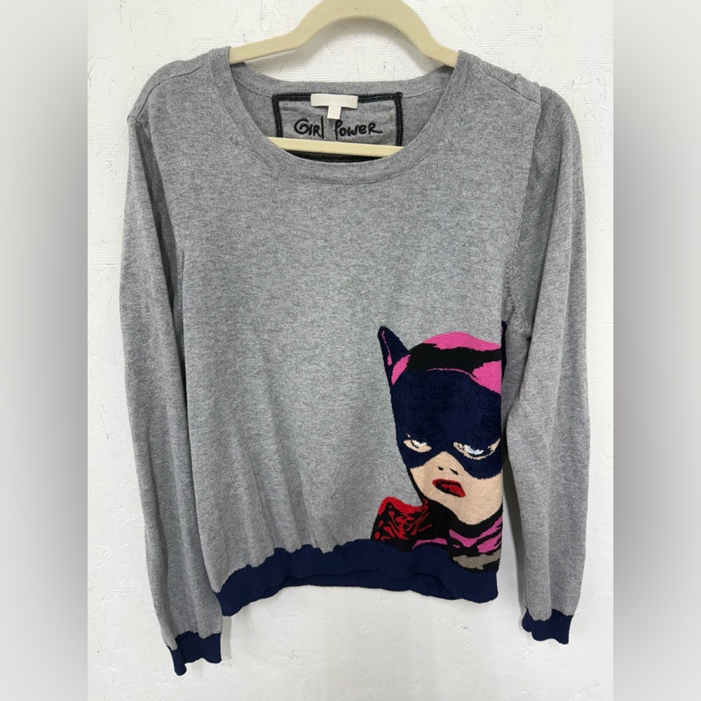 Lisa Todd Gray Sweater with Catwoman Design